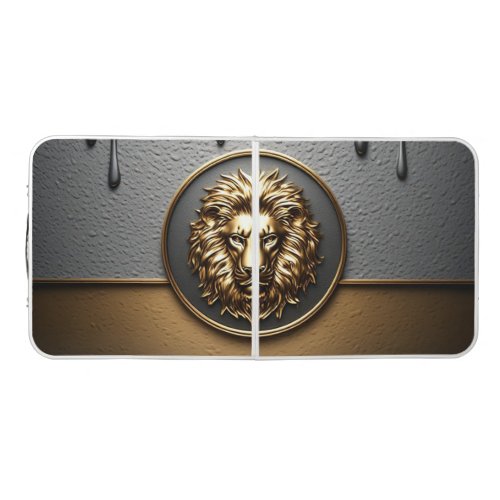 Golden Lion Face With Dripping Metal 女 Beer Pong Table