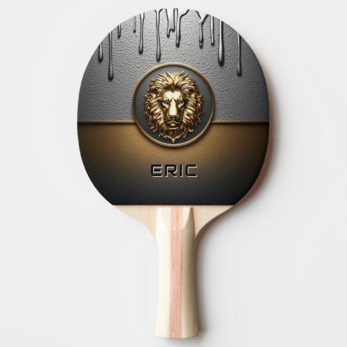 Golden Lion Face With Dripping Metal 女 Ping Pong Paddle