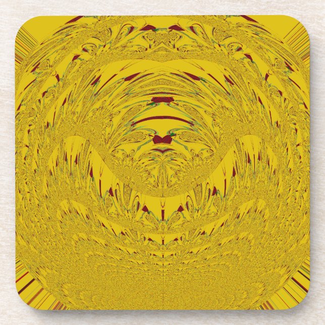 Golden Lion Head Art Print Beverage Coaster (Front)