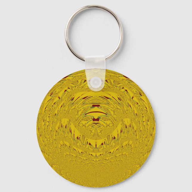 Golden Lion Head Art Print Keychain (Front)