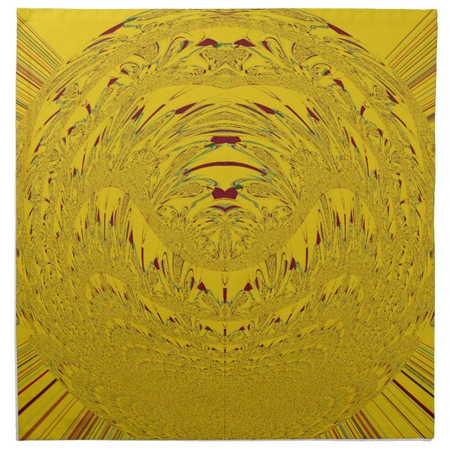 Golden Lion Head Art Print Napkin (Front)