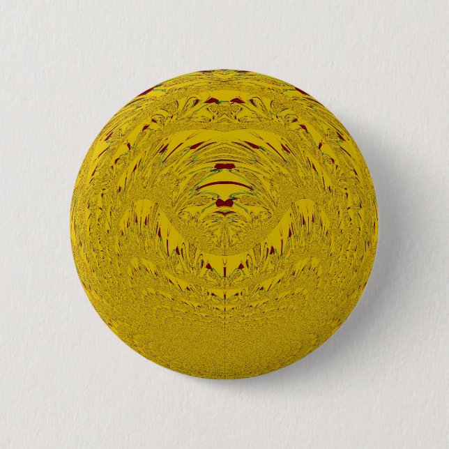 Golden Lion Head Art Print Pinback Button (Front)
