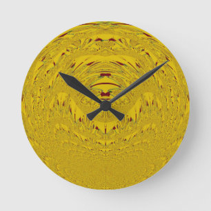 Golden Lion Head Art Print Round Clock