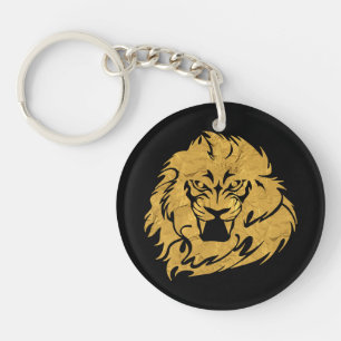 Golden Lion Head Keychain