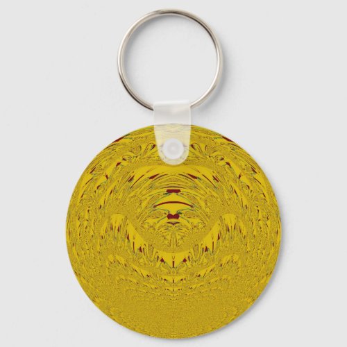 Golden Lion head pattern design Keychain