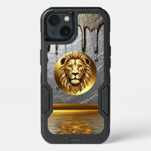 Golden Lion Head With Metal Drip Effect 🦁 iPhone 13 Case