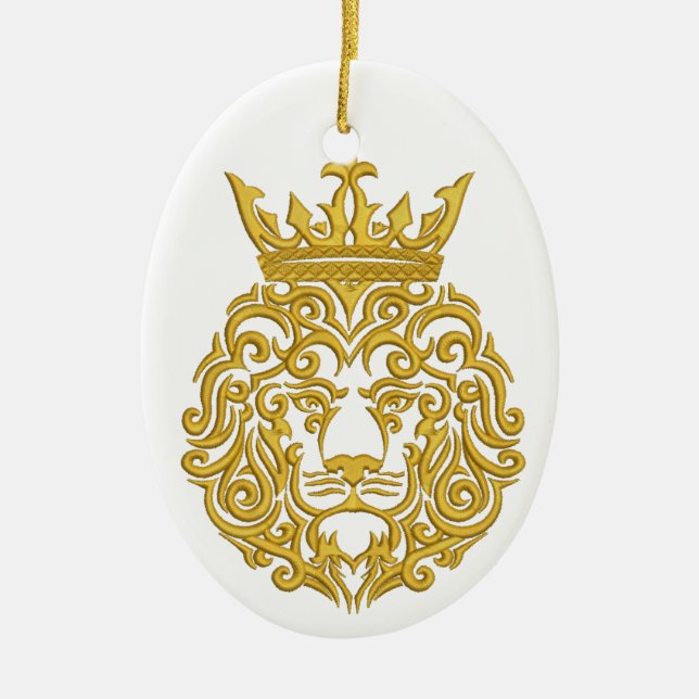 golden lion in the crown ceramic ornament (Front)