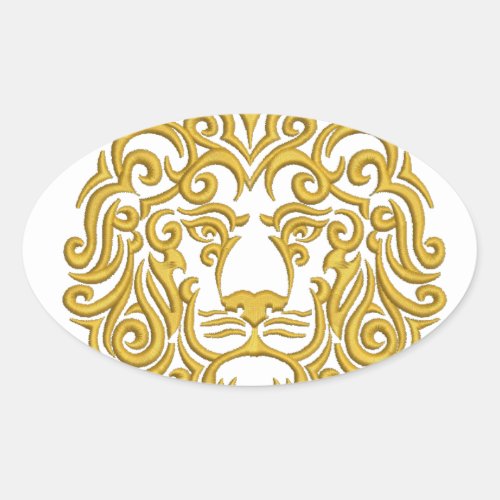 golden lion in the crown _ imitation of embroidery oval sticker