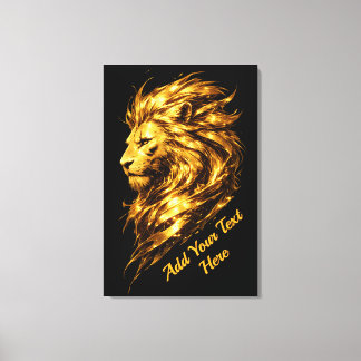 Golden Lion Legacy | Personalized Luxury Gold Lion Canvas Print