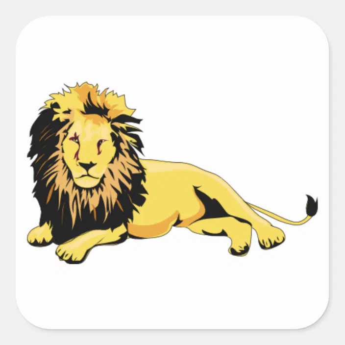 Golden Lion Lying Down Square Sticker Zazzle Com