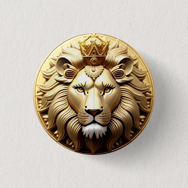 Golden Lion Medallion With Crown Button (Front)