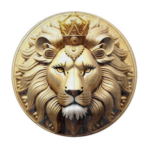 Golden Lion Medallion With Crown Cutting Board