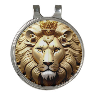 Golden Lion Medallion With Crown Golf Hat Clip