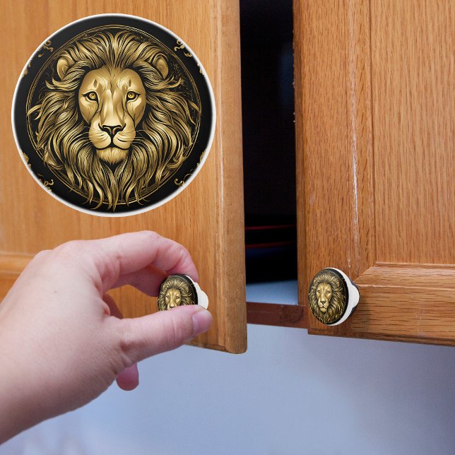 Golden Lion on Black Ceramic Knob (Creator Uploaded)