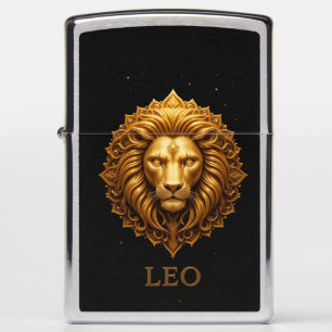 Golden Lion Symbol Representing Strength, Zodiac Zippo Lighter