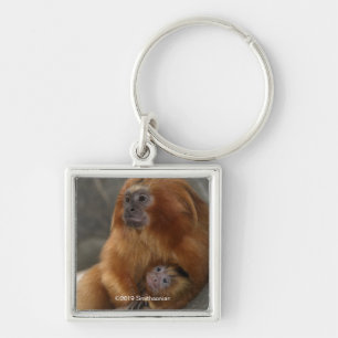 Golden Lion Tamarin with Baby Keychain