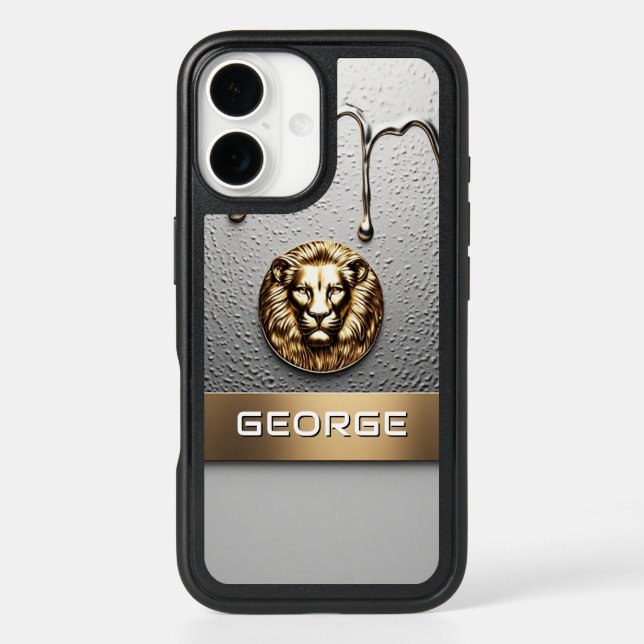 Golden Lion With Custom Name 🦁 Otterbox iPhone Case (Back)