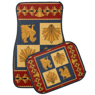 Golden lions: Art Nouveau scarf design Car Floor Mat