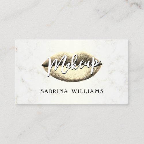 Golden lips faux marble texture Business Card