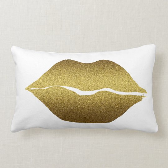 Golden Lips Pillow