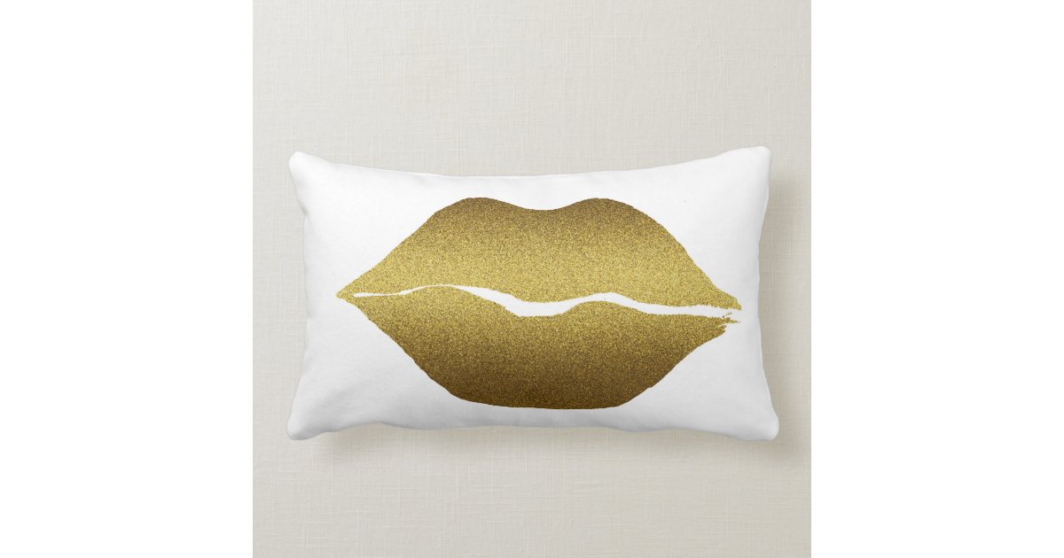 Golden Lips Pillow