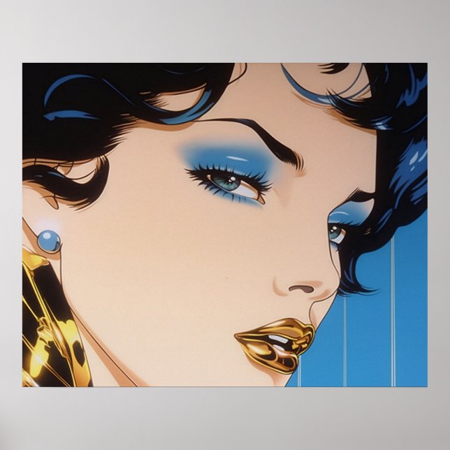 Golden Lipstick airbrush painting Poster (Front)