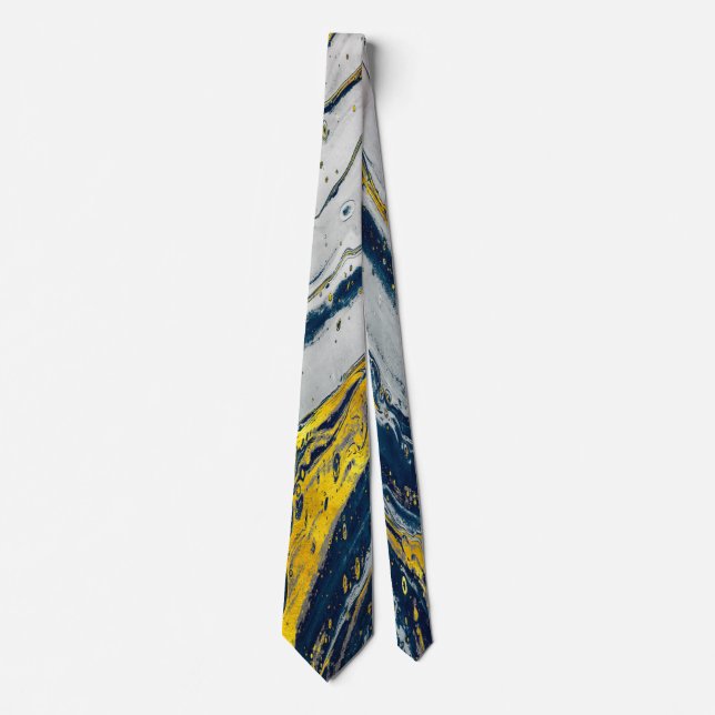 Golden liquid with blue tones neck tie (Front)