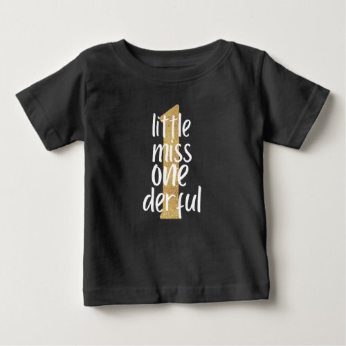 Golden Little Miss One Derful 1st Birthday party  Baby T_Shirt