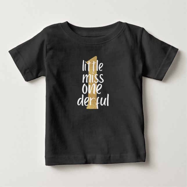 Golden Little Miss One Derful 1st Birthday party  Baby T-Shirt (Front)