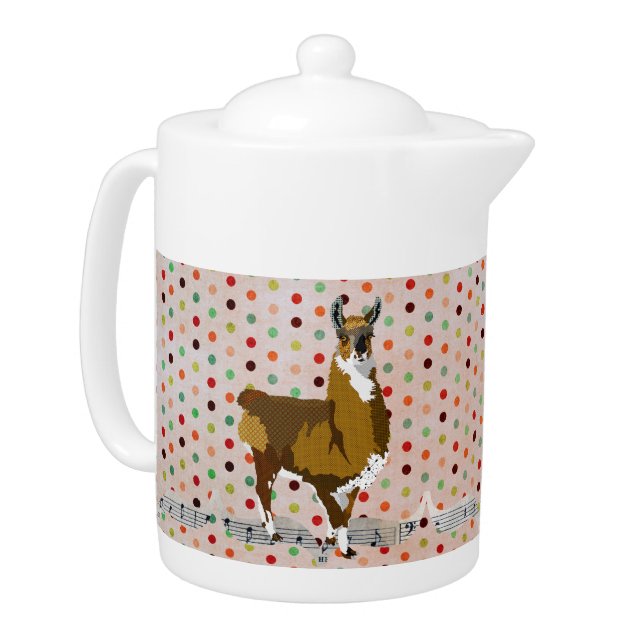 Golden LLama Pokadot Teapot (Left)