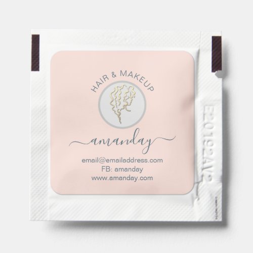 Golden Logo Name Beauty Studio Makeup Rose pink Hand Sanitizer Packet