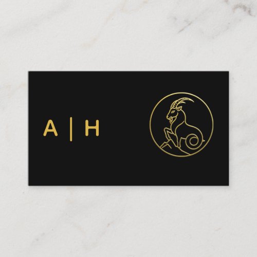 Golden look - Capricorn -monogram black Business Card