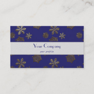 golden look snowflakes against midnight blue business card