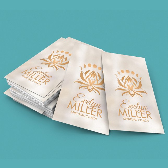 Golden Lotus flower and phases of the moon Business Card (Creator Uploaded)