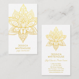 Golden Lotus Flower Elegant Business Card