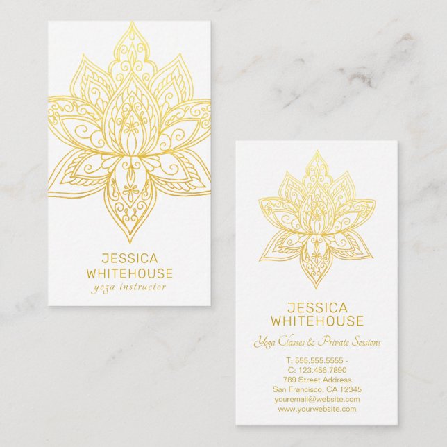 Golden Lotus Flower Elegant Business Card (Front/Back)