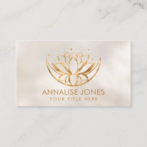 Golden Lotus flower shape and moon Business Card