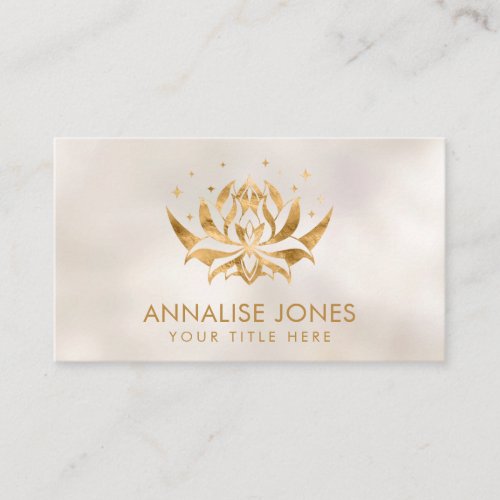 Golden Lotus flower shape and moon on pearl Business Card