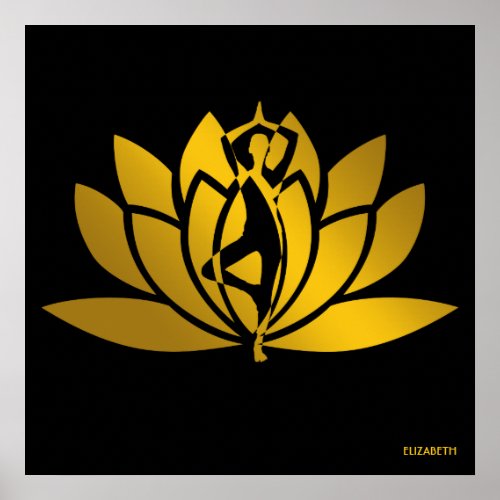 Golden Lotus Flower Yoga Meditation Cool Poster