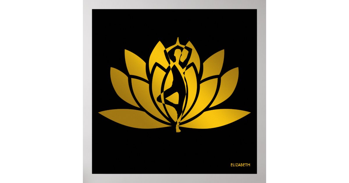 Golden Lotus Flower Yoga Meditation Cool Poster | Zazzle