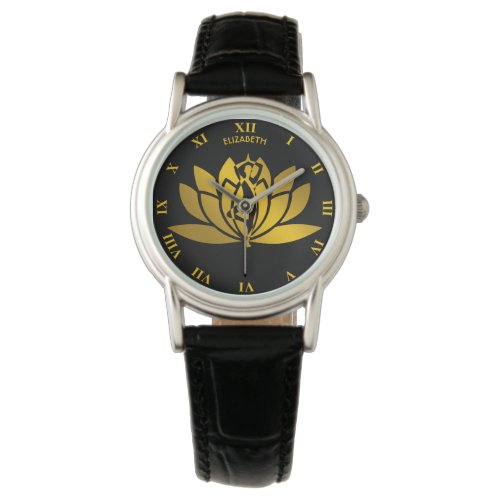 Golden Lotus Flower Yoga Meditation Cool Watch