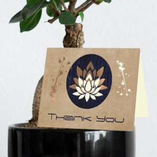 Golden Lotus Flower Zen Thank You Card