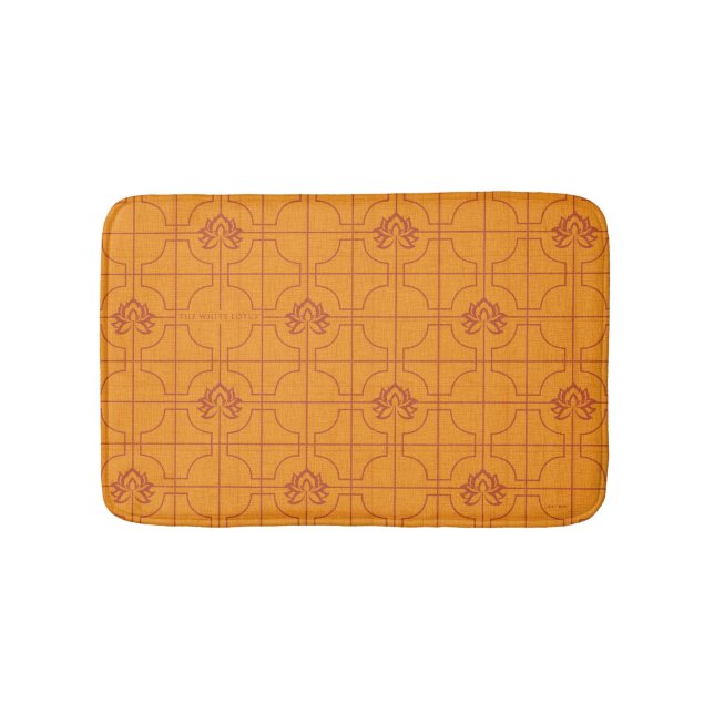 Golden Lotus Grid Pattern - The White Lotus Bath Mat (Front)