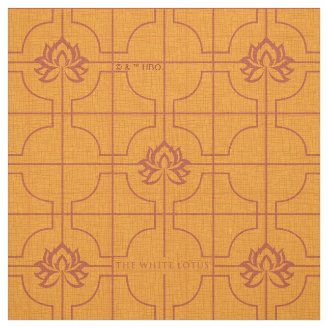 Golden Lotus Grid Pattern - The White Lotus Fabric (Swatch)