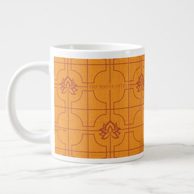 Golden Lotus Grid Pattern - The White Lotus Giant Coffee Mug (Left)