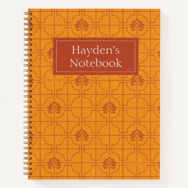 Golden Lotus Grid Pattern - The White Lotus Notebook (Front)