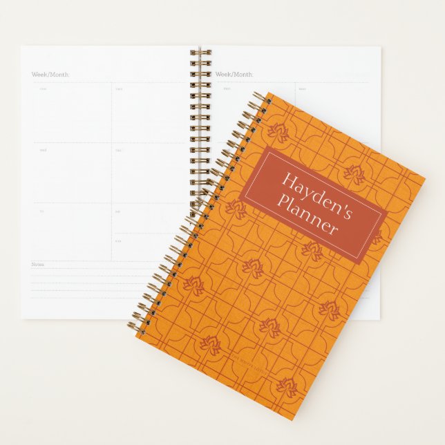 Golden Lotus Grid Pattern - The White Lotus Planner (Display)