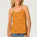 Golden Lotus Grid Pattern - The White Lotus Tank Top
