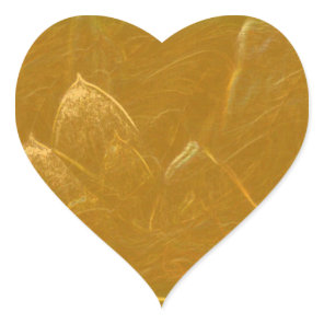 Golden Lotus Heart :  Embossed Gold Leaf Heart Sticker