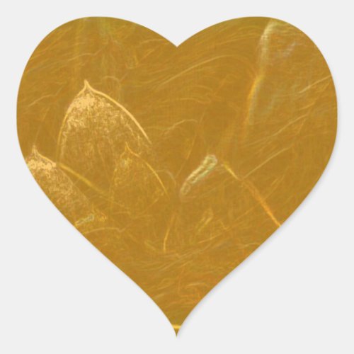 Golden Lotus Heart   Embossed Gold Leaf Heart Sticker